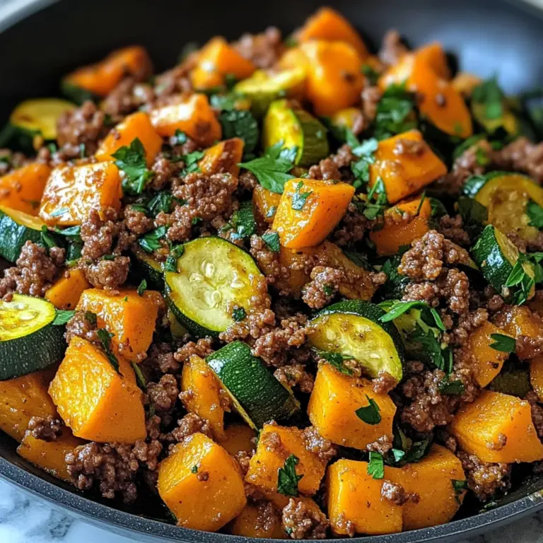 Ground Beef Zucchini Sweet Potato Skillet