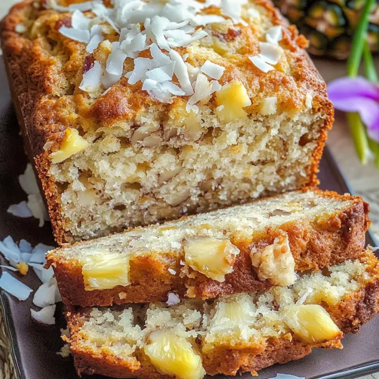 Hawaiian Banana Bread with Pineapple, Coconut & Macadamia Nuts