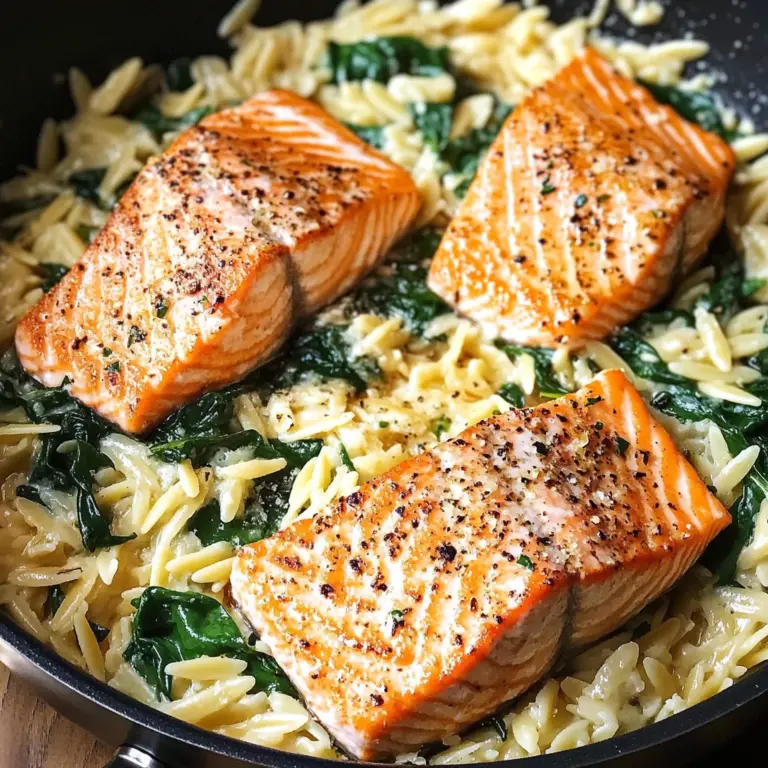One Skillet Salmon with Lemon Orzo
