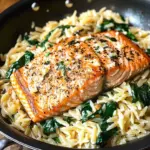 One Skillet Salmon with Lemon Orzo