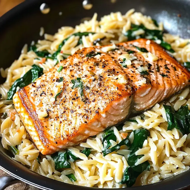 One Skillet Salmon with Lemon Orzo