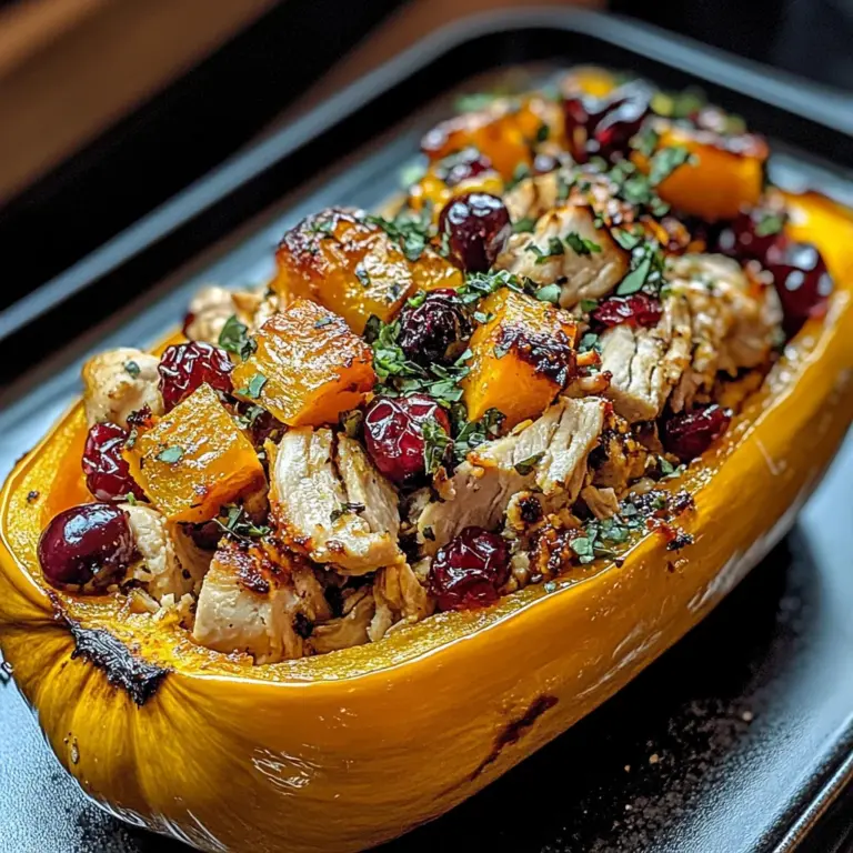 Sweet and Savory Honey Roasted Butternut Squash Stuffed with Chicken