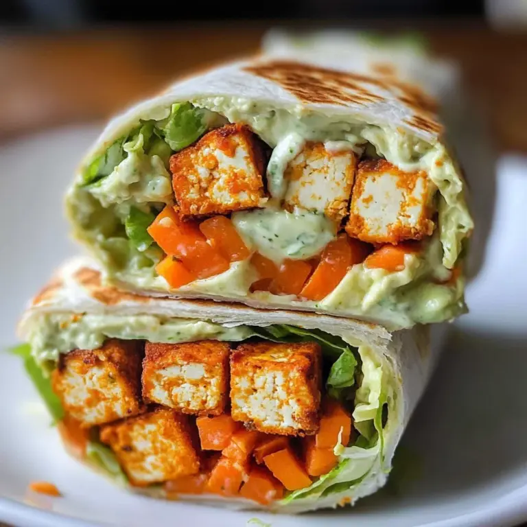 Buffalo Tofu Wrap with Easy Vegan Ranch