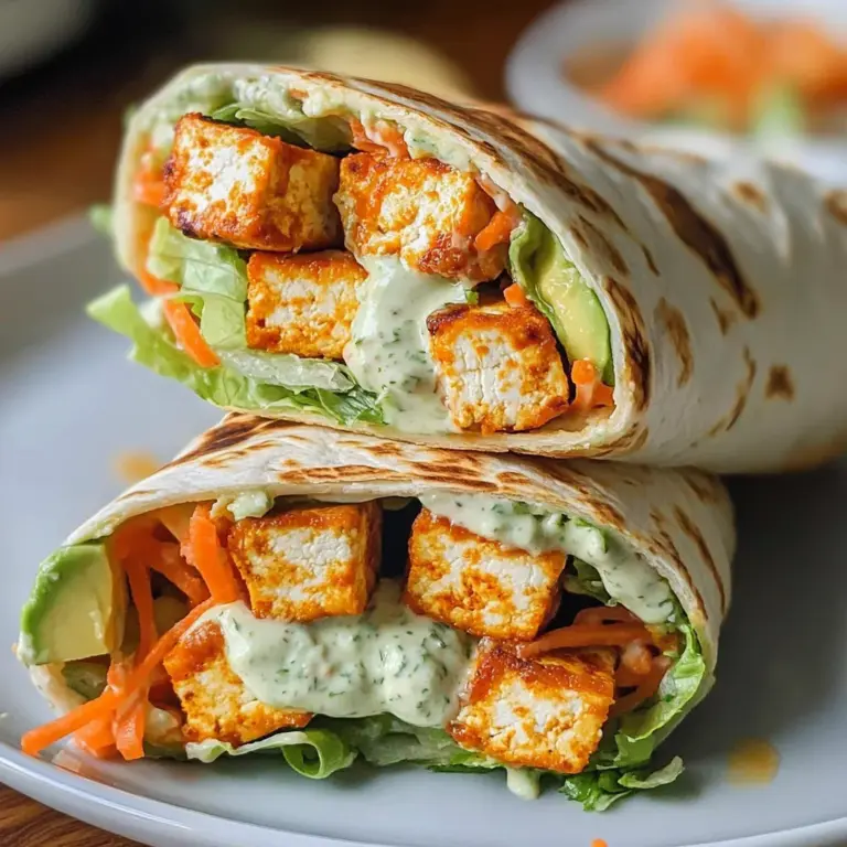Buffalo Tofu Wrap with Easy Vegan Ranch