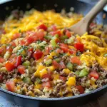 Cheesy Taco Ground Beef & Cauliflower Rice Skillet