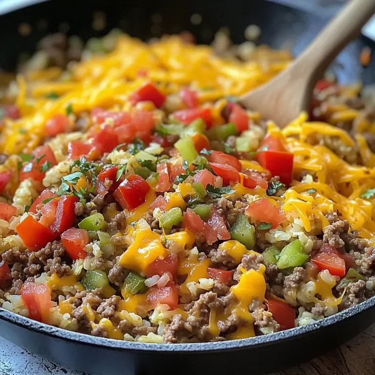 Cheesy Taco Ground Beef & Cauliflower Rice Skillet