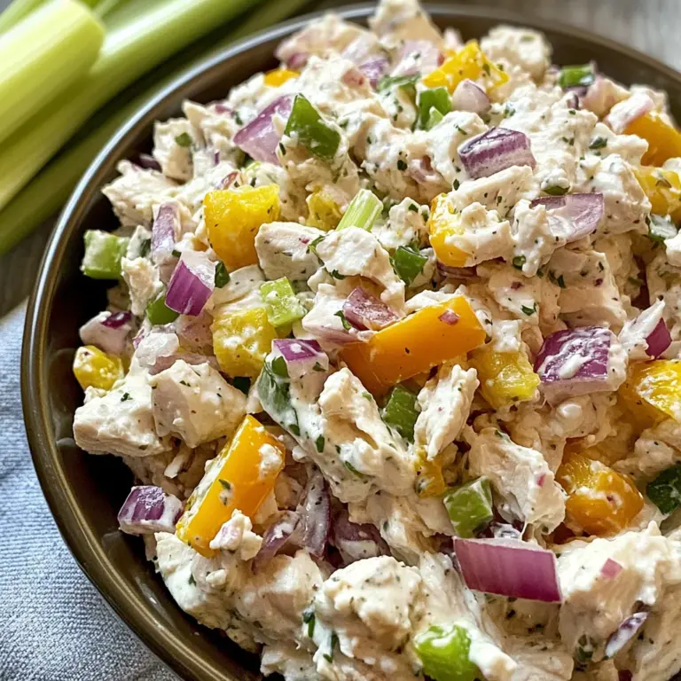 Cottage Cheese Chicken Salad with Banana Peppers