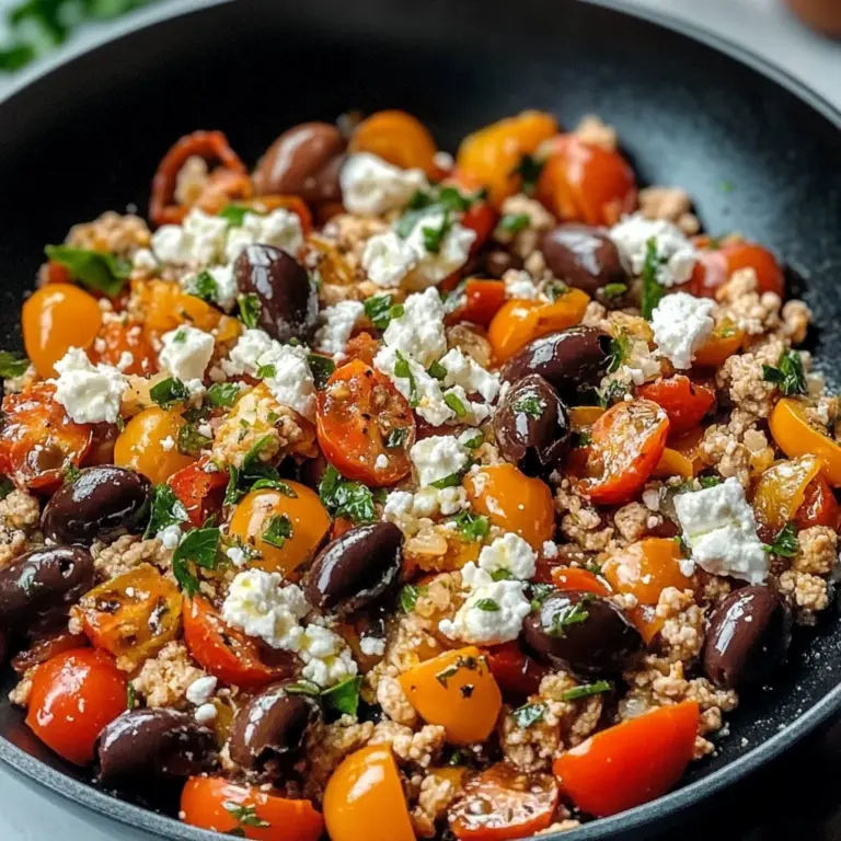 Mediterranean Keto Ground Chicken Skillet with Olives and Feta