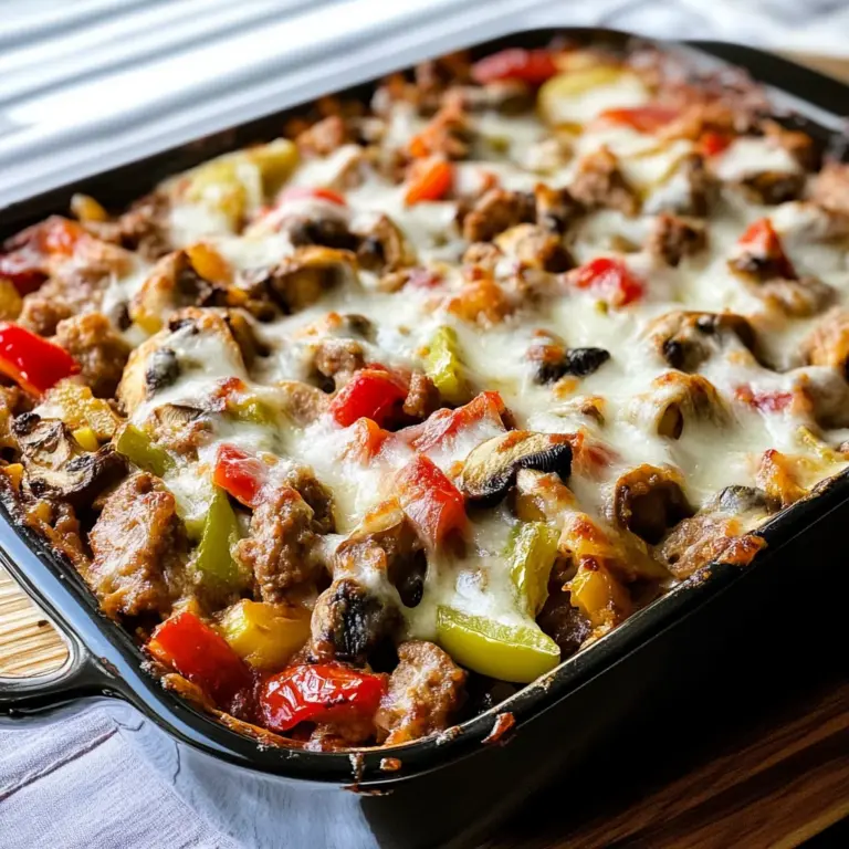 Sausage, Peppers, and Mushrooms Low-Carb Cheesy Bake