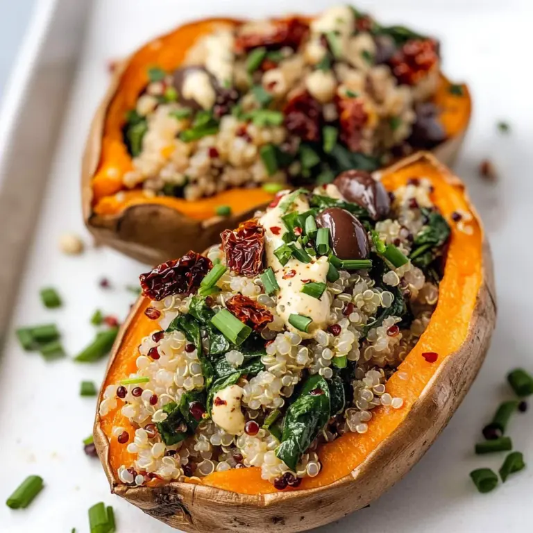 Vegan Stuffed Sweet Potatoes with Mediterranean Quinoa
