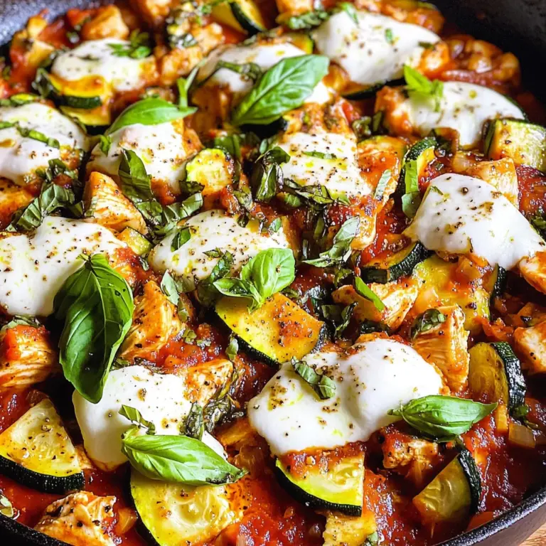 Caprese Chicken with Zucchini and Tomatoes Skillet