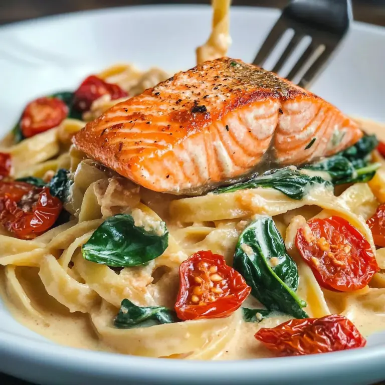 Healthy & Creamy Tuscan Salmon Pasta