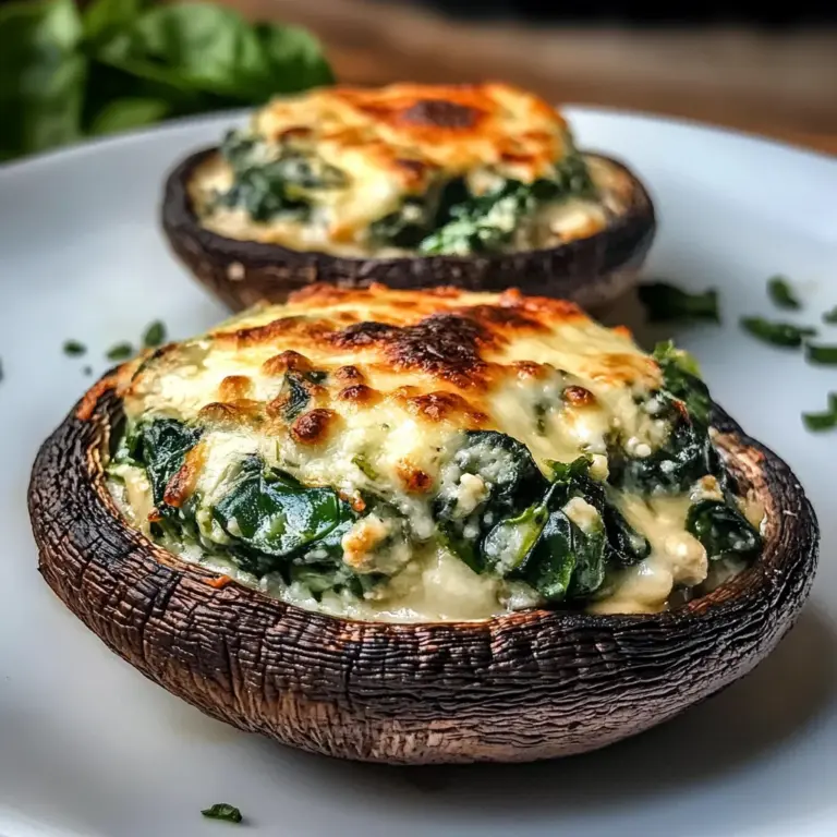 Spinach and Cheese Stuffed Portobello Mushroom