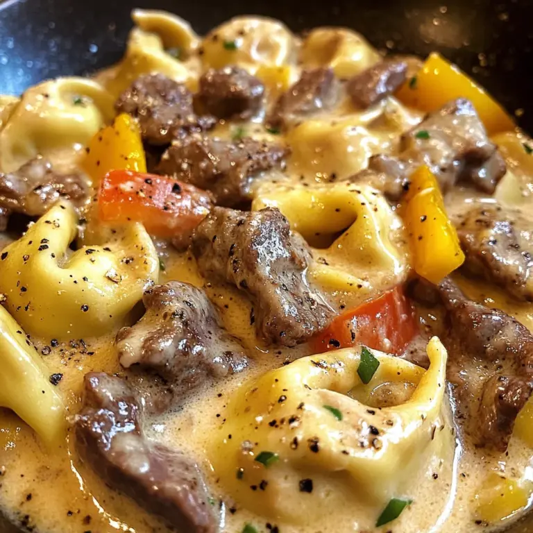 Cheesesteak Tortellini in Creamy Provolone Sauce