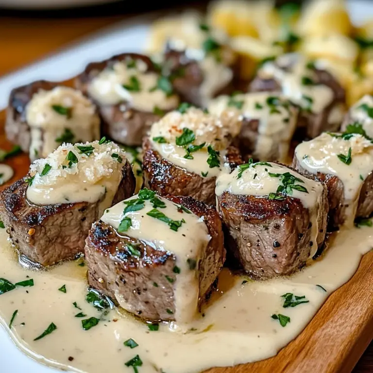 Garlic Butter Steak Bites with a Rich Parmesan Cream Sauce