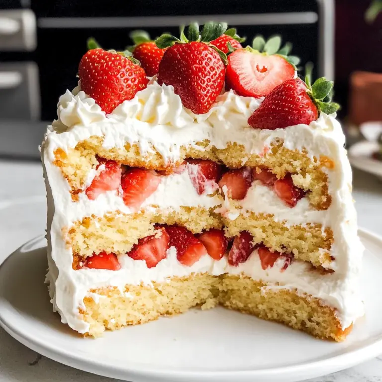 Moist Strawberry Shortcake Cake with Whipped Cream Frosting