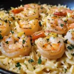 One Pan Parmesan Orzo with Shrimp