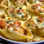Seafood Stuffed Jumbo Shells with Creamy Cheese Sauce